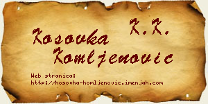 Kosovka Komljenović vizit kartica